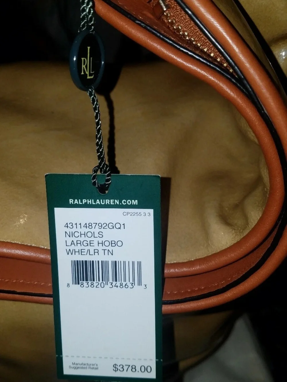 Lauren Ralph Lauren Two-Tone Tan & Camel Hobo Bag